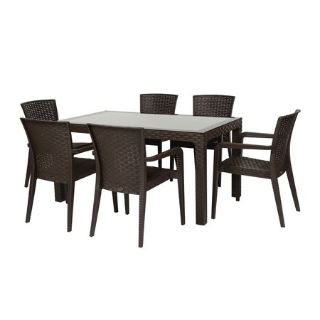 RAINBOW OUTDOOR Alberta 7-Piece Dining Set-Brown RBO-ALBERTA-BRW-7DA